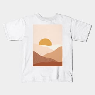 Abstract Bohemian Sunset Painting 7, Abstract Mountains Illustration Kids T-Shirt